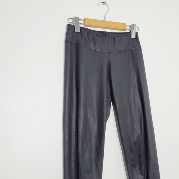 Luxe Legging Womens Black Stretch Ankle Leggings Pants Mid Rise Wet Look Small - Picture 2 of 9